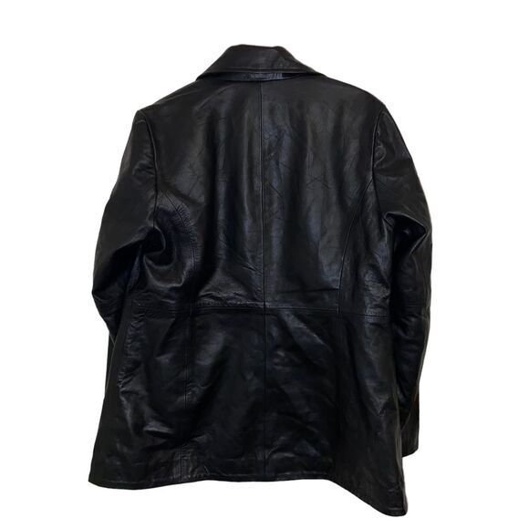 Excelled Collections Woman's Black 3 Button‎ 100% Leather Jacket Coat Size XL - Picture 4 of 7